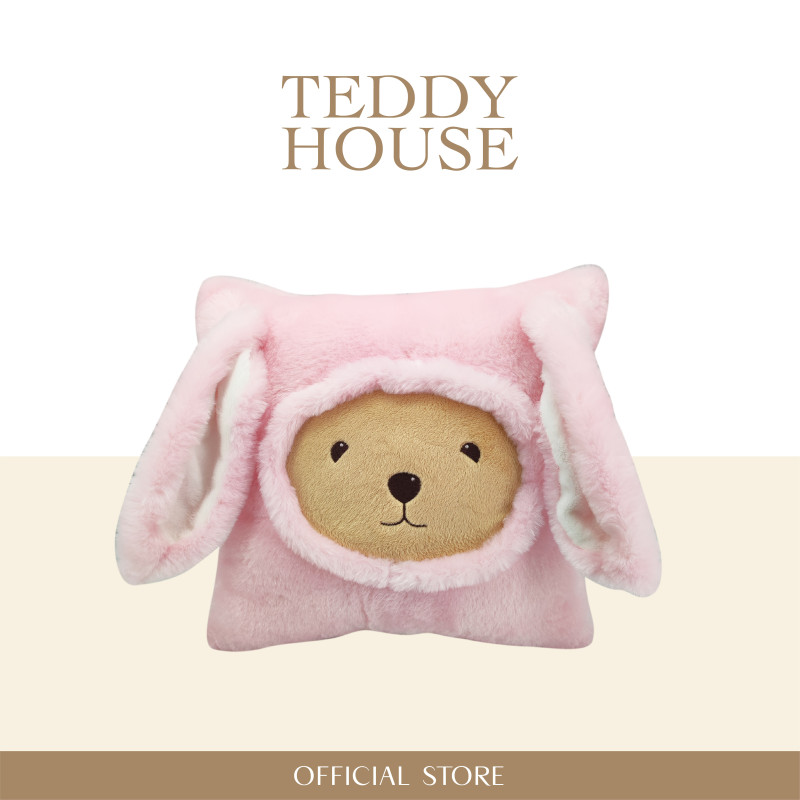 Furry Bunny :Cotton Candy  , the dreamy bear rabbit pillow, soft and cuddly. The super soft fluffy square bear rabbit pillow of happiness.