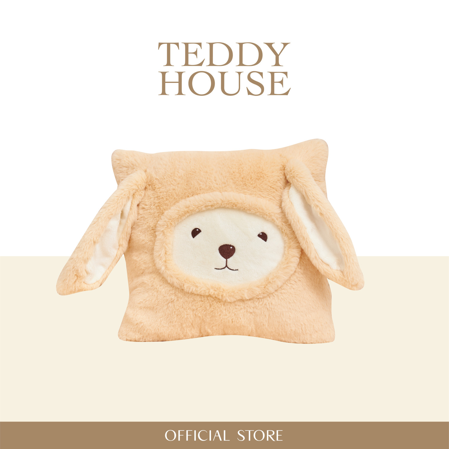 Furry Bunny :Vanilla , the dreamy bear rabbit pillow, soft and cuddly. The super soft fluffy square bear rabbit pillow of happiness.