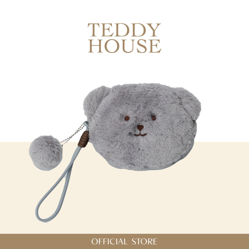 Fluffy Teddy Pouch : Gray
