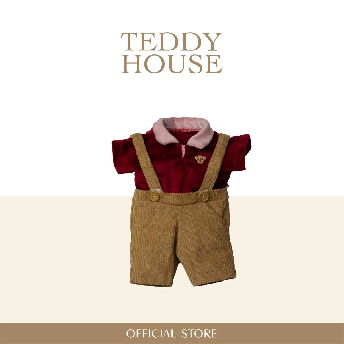 Valentine Collection : Corduroy Overalls & Red Shirt 10 Inch