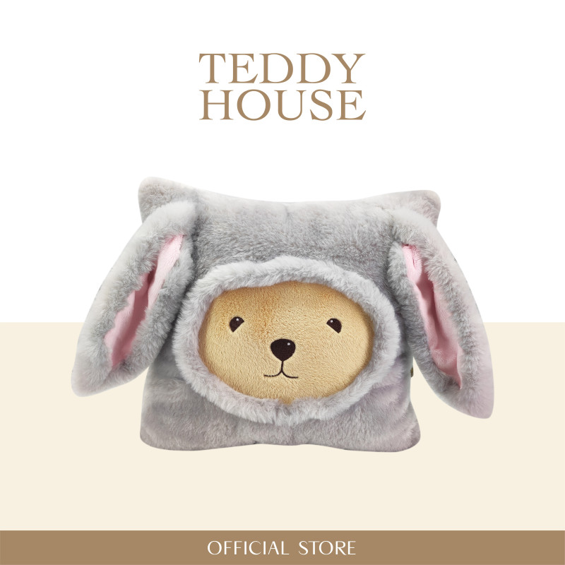 Furry Bunny :Cloudy, the dreamy bear rabbit pillow, soft and cuddly. The super soft fluffy square bear rabbit pillow of happiness.