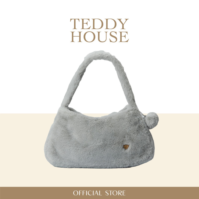 Fluffy Shoulder Bag :ฺGray furry, fashion lovers, cafe lovers, photo props, must have