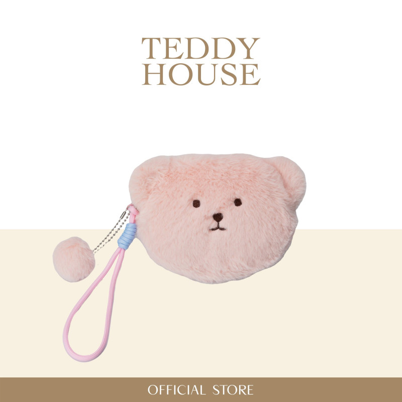 Fluffy Teddy Pouch : Pink