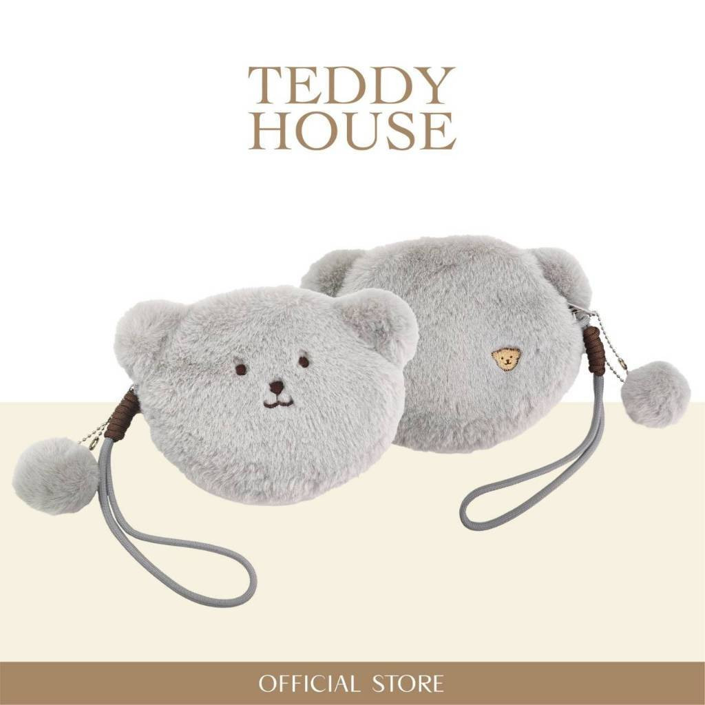 Fluffy Teddy Pouch : Gray, The cutest bear pouch with ultra-soft fur and a handy wrist strap for easy carrying! 🐻